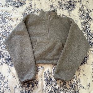 Tna cropped polar zip sweater